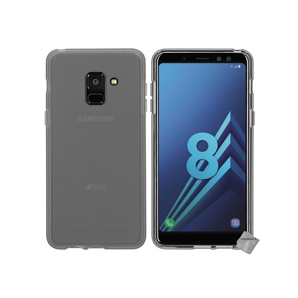 Htdmobiles - Housse etui coque pochette silicone gel fine pour Samsung Galaxy A8 (2018) + verre trempe - GRIS - Autres accessoires smartphone