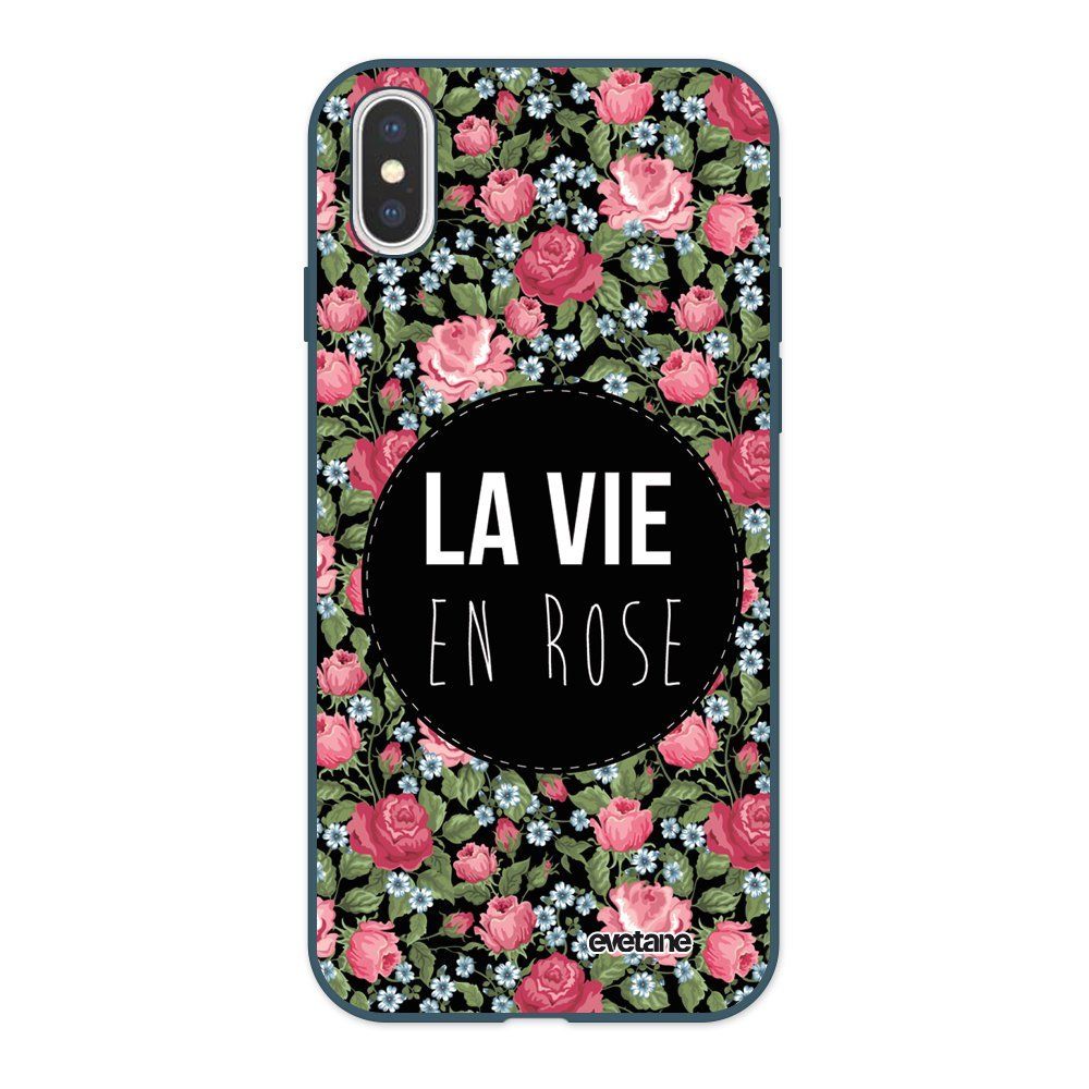 Evetane - Coque iPhone X/ Xs Silicone Liquide Douce bleu nuit La Vie en Rose Ecriture Tendance et Design Evetane - Coque, étui smartphone