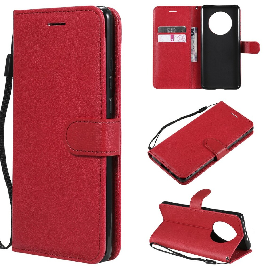 Other - Etui en PU couleur pure avec support et bandoulière pratique rouge pour votre Huawei Mate 40 - Coque, étui smartphone