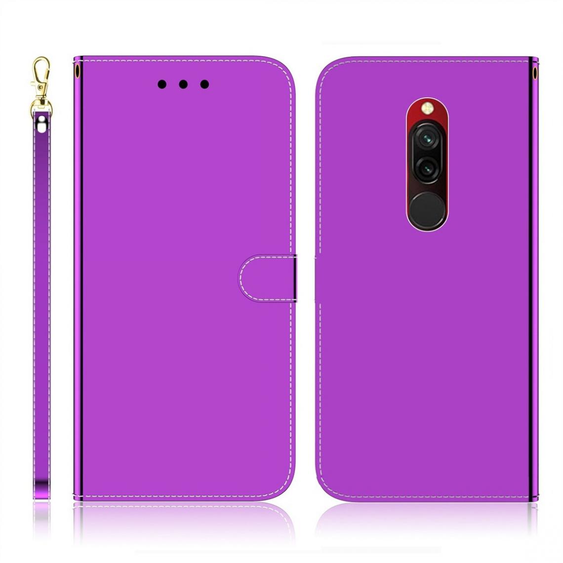 Wewoo - Housse Coque Pour Xiaomi Redmi 8 Etui à rabat horizontal en simili-miroir avec porte-carte et emplacements cartes ainsi que un portefeuille et une lanière violet - Coque, étui smartphone