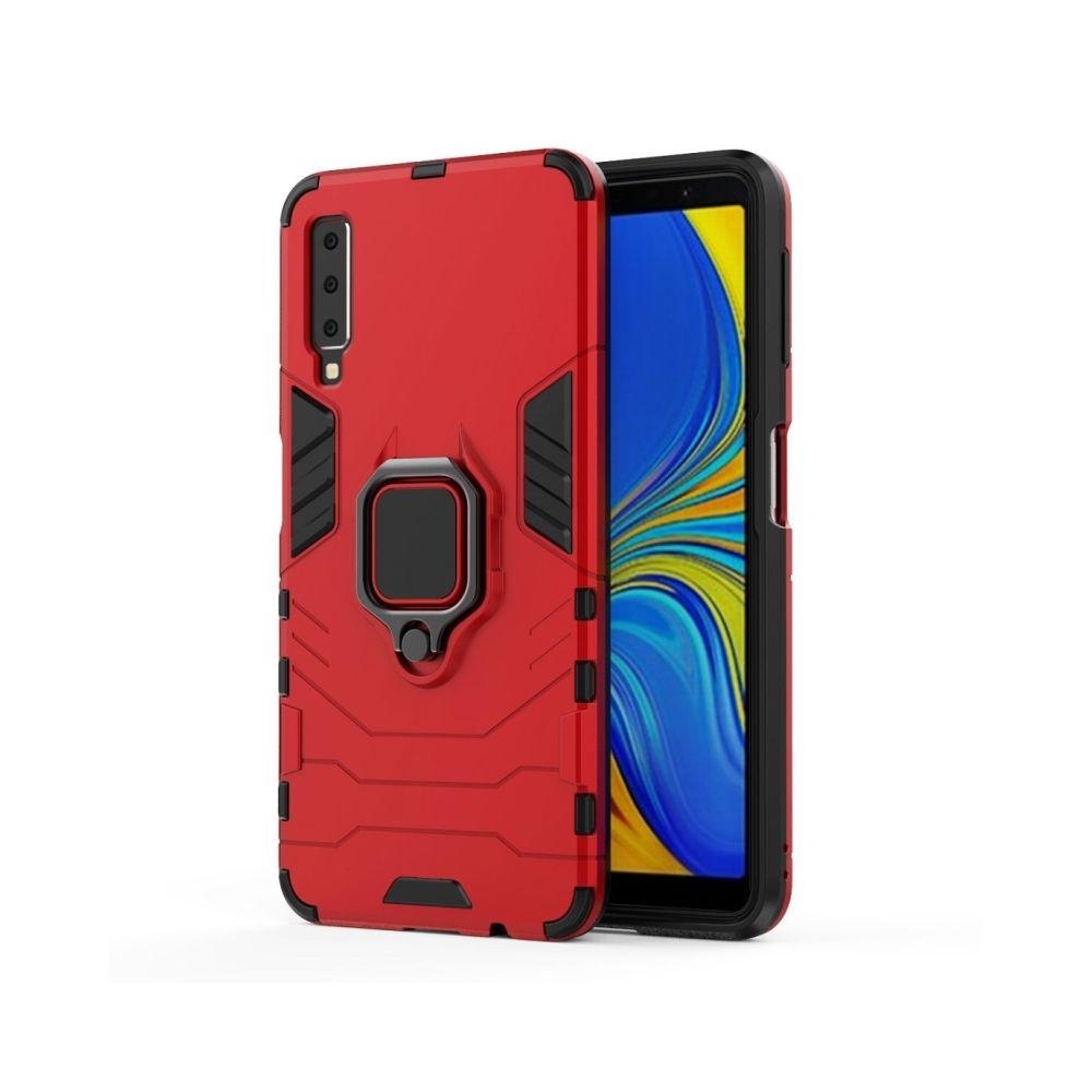 Wewoo - Coque Housse de protection antichoc PC + TPU pour Galaxy A7 (2018), avec support d'anneau magnétique (rouge) - Coque, étui smartphone