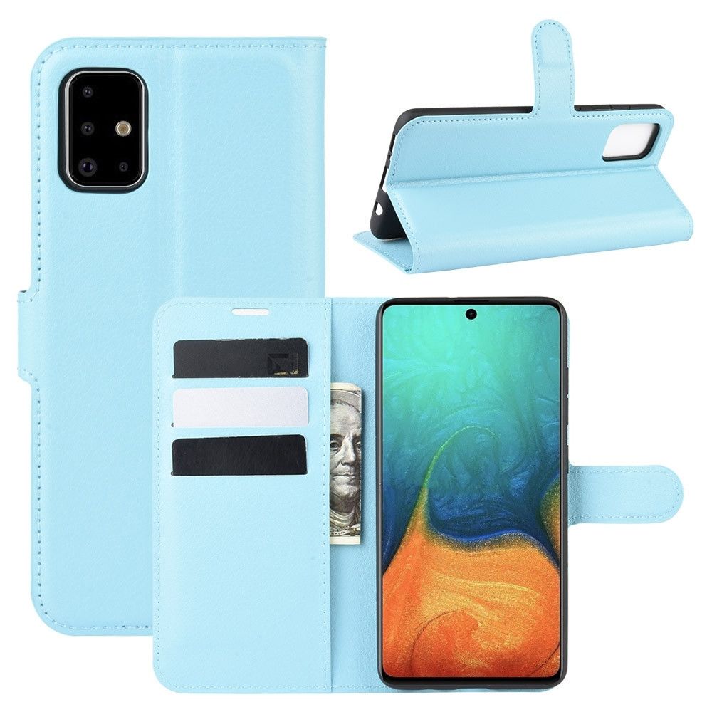 Wewoo - Housse Coque Pour Galaxy A71 Litchi Texture de protection à rabat horizontal avec support et fentes cartes et portefeuille bleu - Coque, étui smartphone