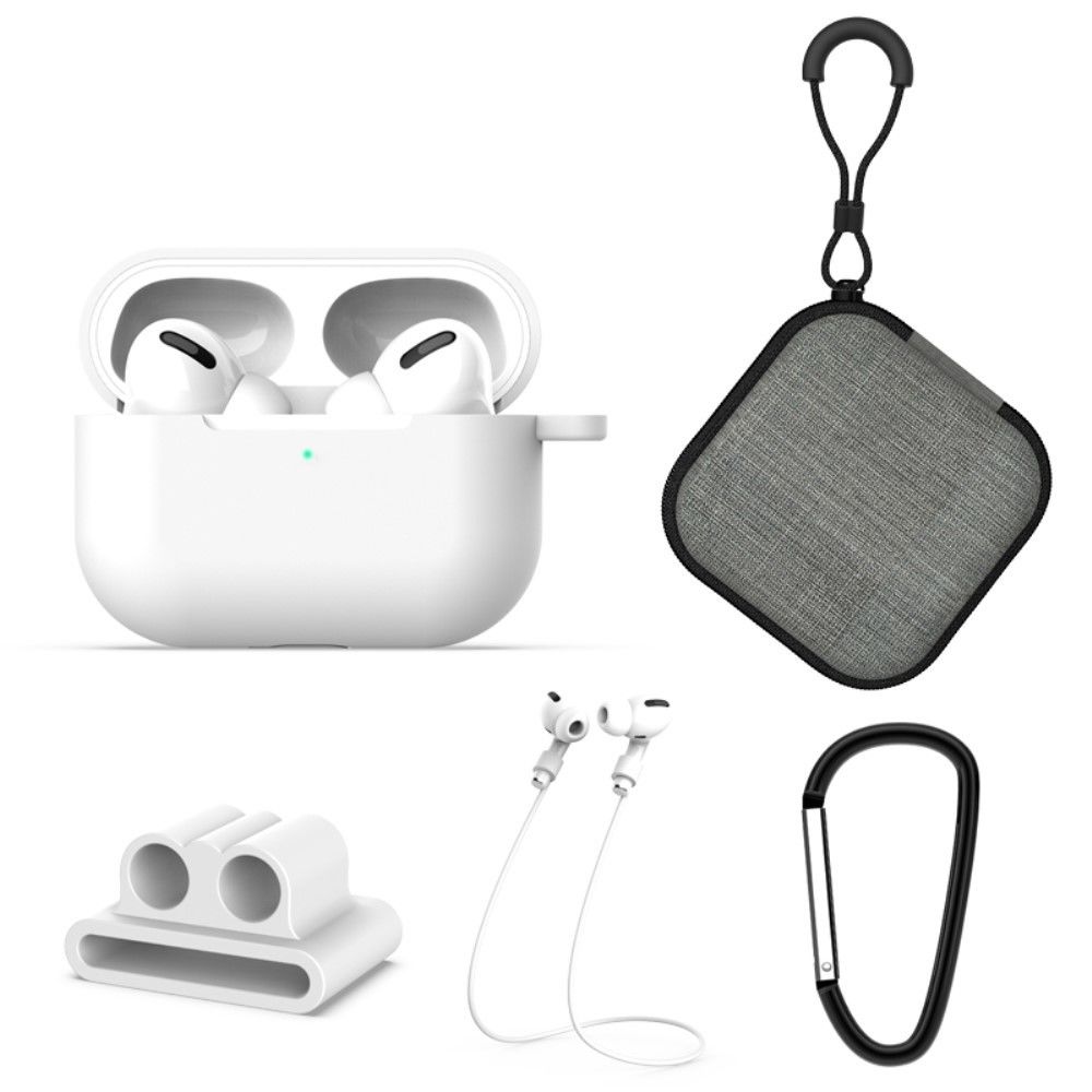 marque generique - Coque en silicone partie fixe de tissu de crochet de lanière d'écouteur blanc pour votre Apple AirPods Pro - Coque, étui smartphone