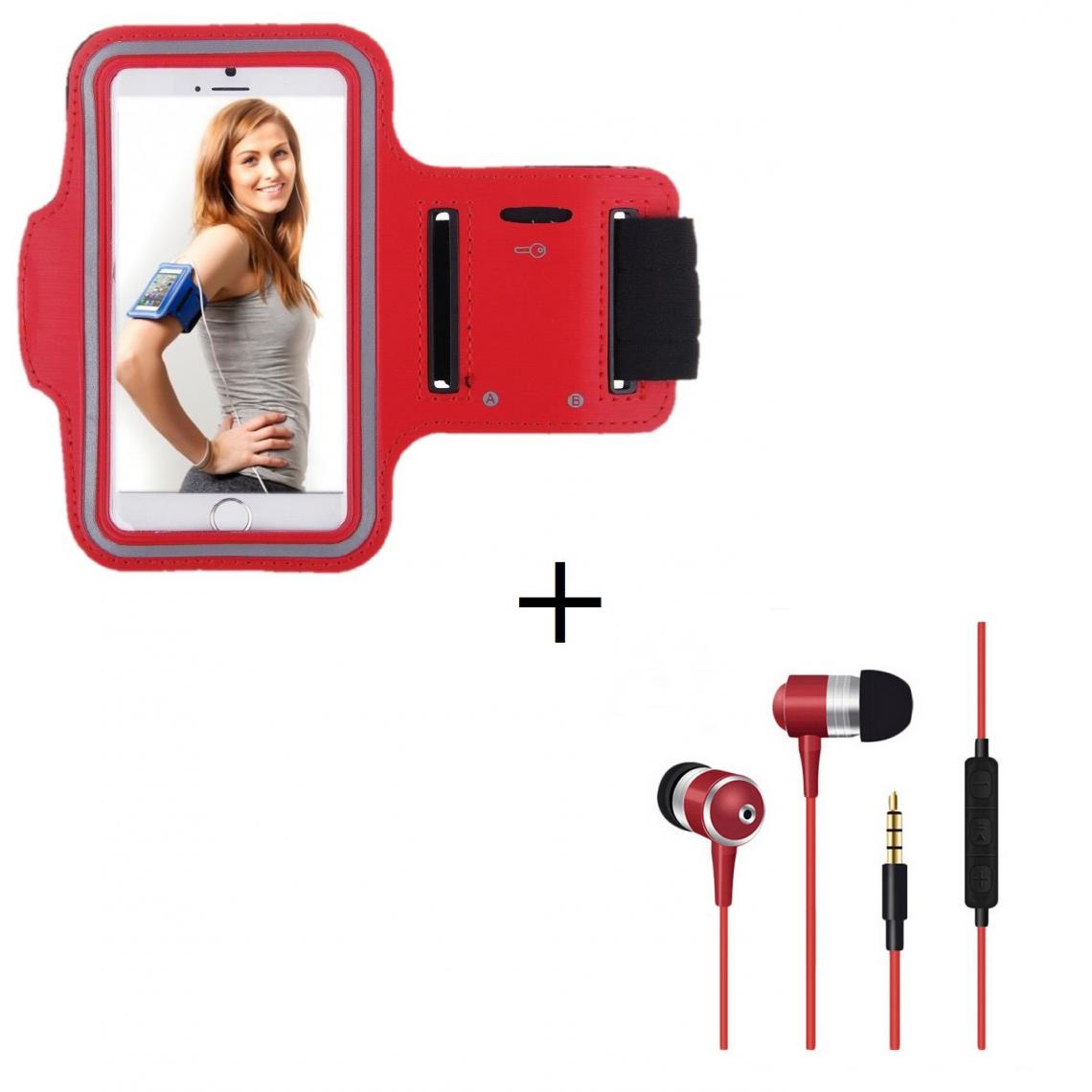 Shot - Pack Sport pour OPPO Find X2 Pro Smartphone (Brassard de Sport + Ecouteurs Metal avec Telecommande & Micro) T8 (ROUGE) - Coque, étui smartphone