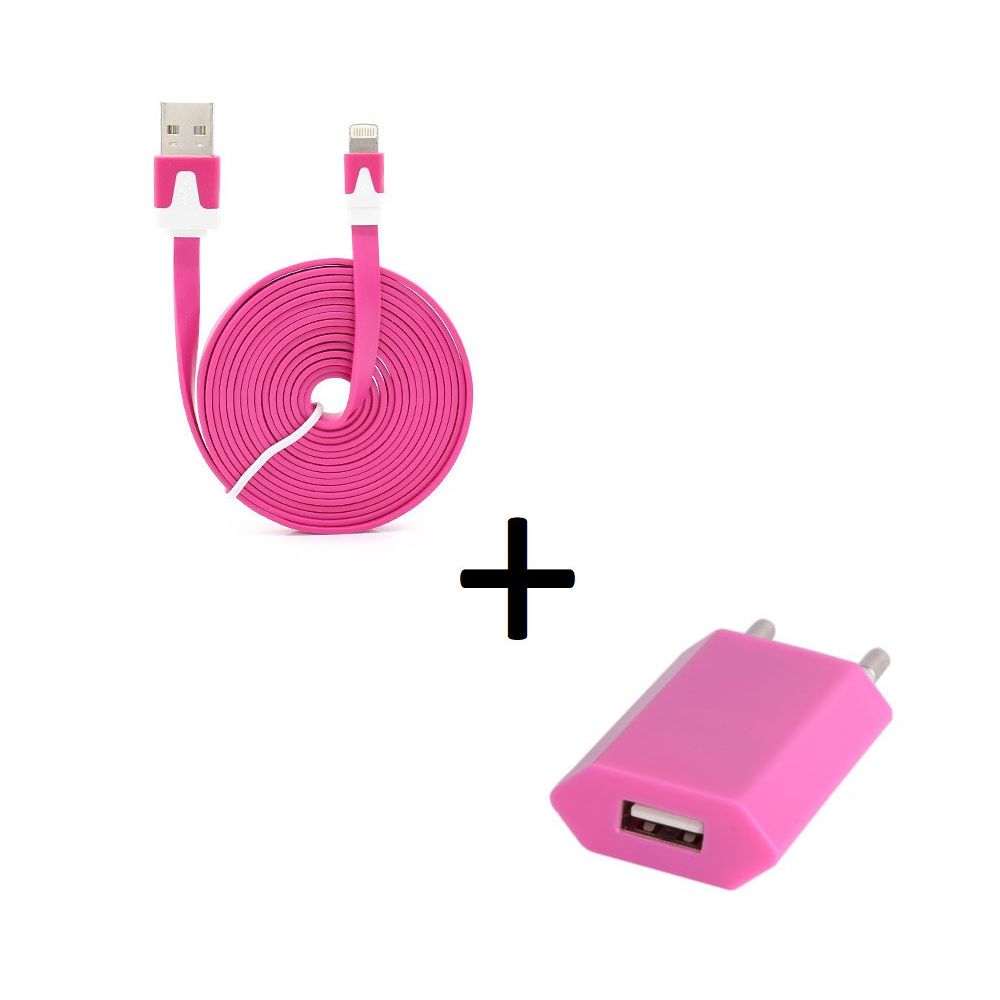 Shot - Pack Chargeur pour IPHONE 6 Lightning (Cable Noodle 3m + Prise Secteur Couleur USB) APPLE IOS - Chargeur secteur téléphone