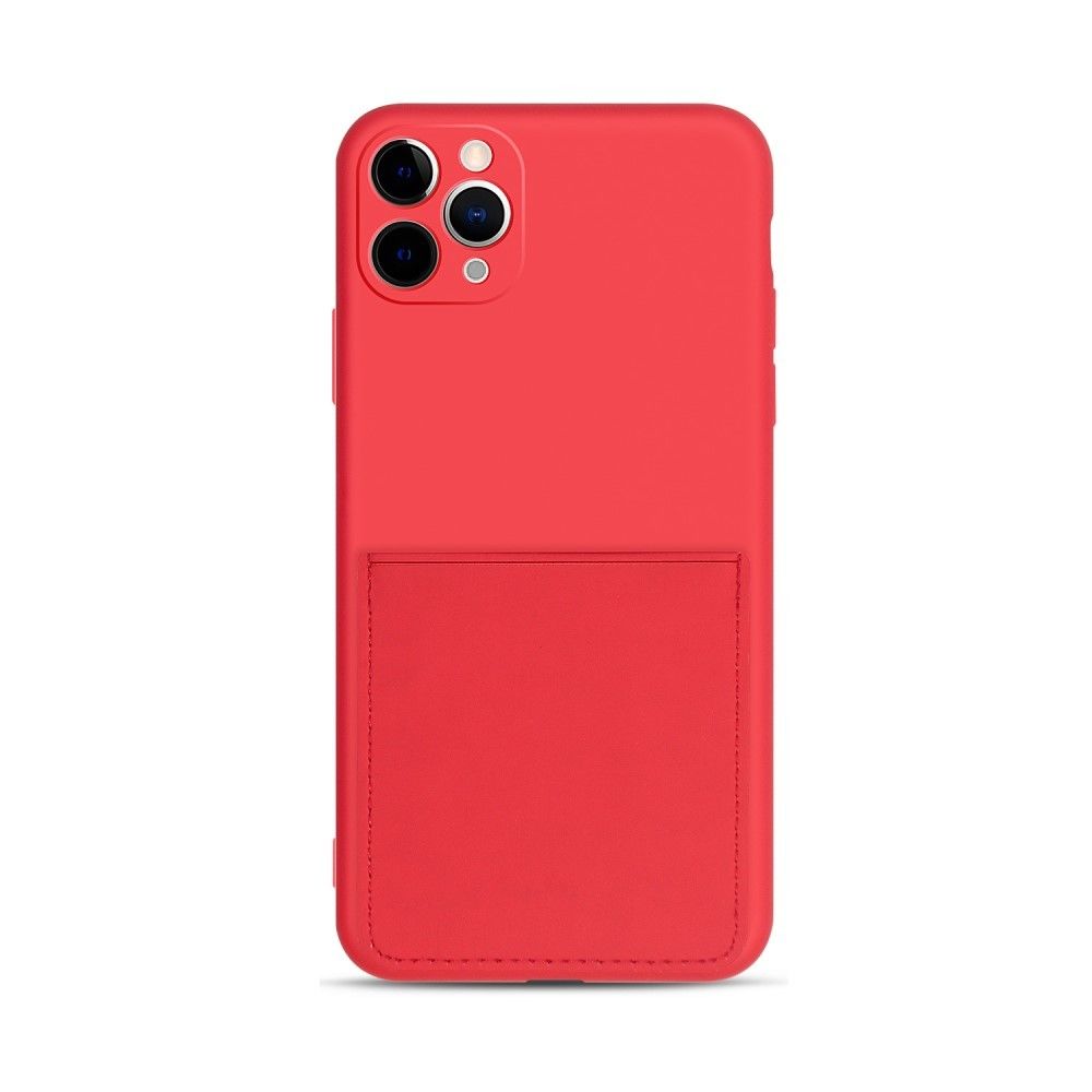 Generic - Coque en silicone souple avec porte-carte rouge pour votre Apple iPhone 11 Pro Max 6.5 pouces - Coque, étui smartphone