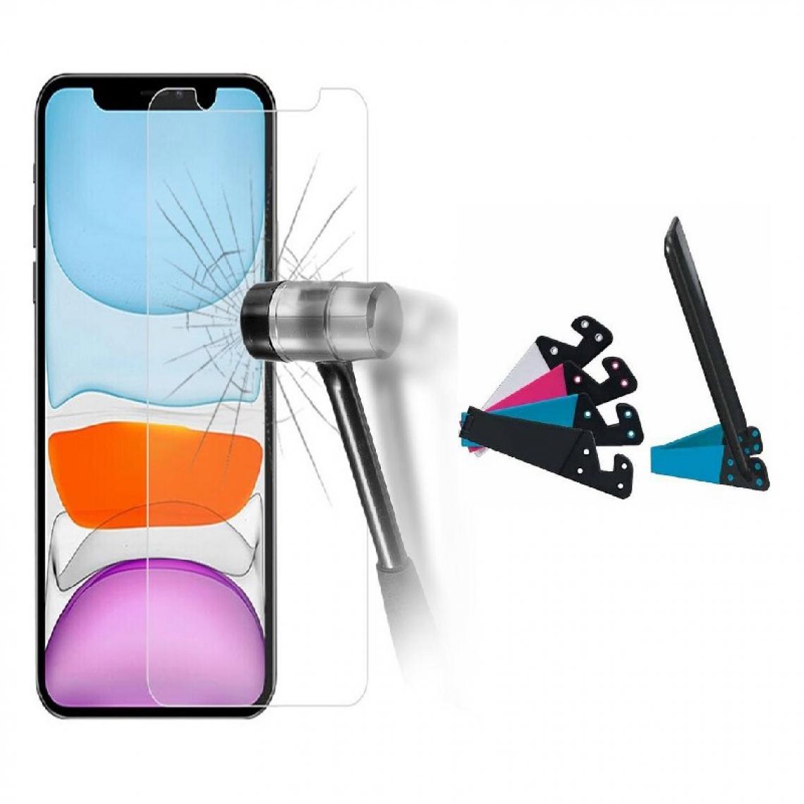 Generic - Film Verre Trempé Incassable Anti Choc pour Iphone 12 Pro Max + 1 Support - Coque, étui smartphone