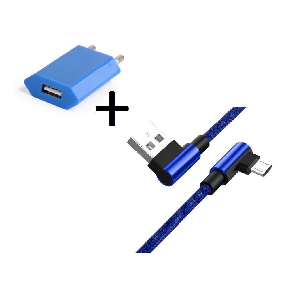 Shot - Pack pour HUAWEI Ascend P8 Smartphone Micro-USB (Cable 90 degres Fast Charge + Prise Secteur Couleur) - Chargeur secteur téléphone