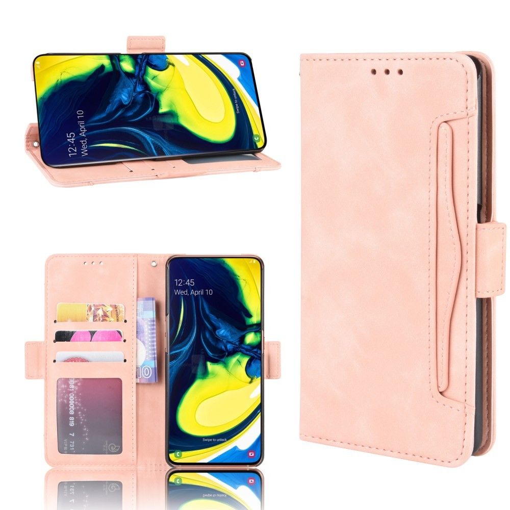 marque generique - Etui en PU avec plusieurs porte-cartes rose pour votre Samsung Galaxy A80/A90/A90 5G - Coque, étui smartphone