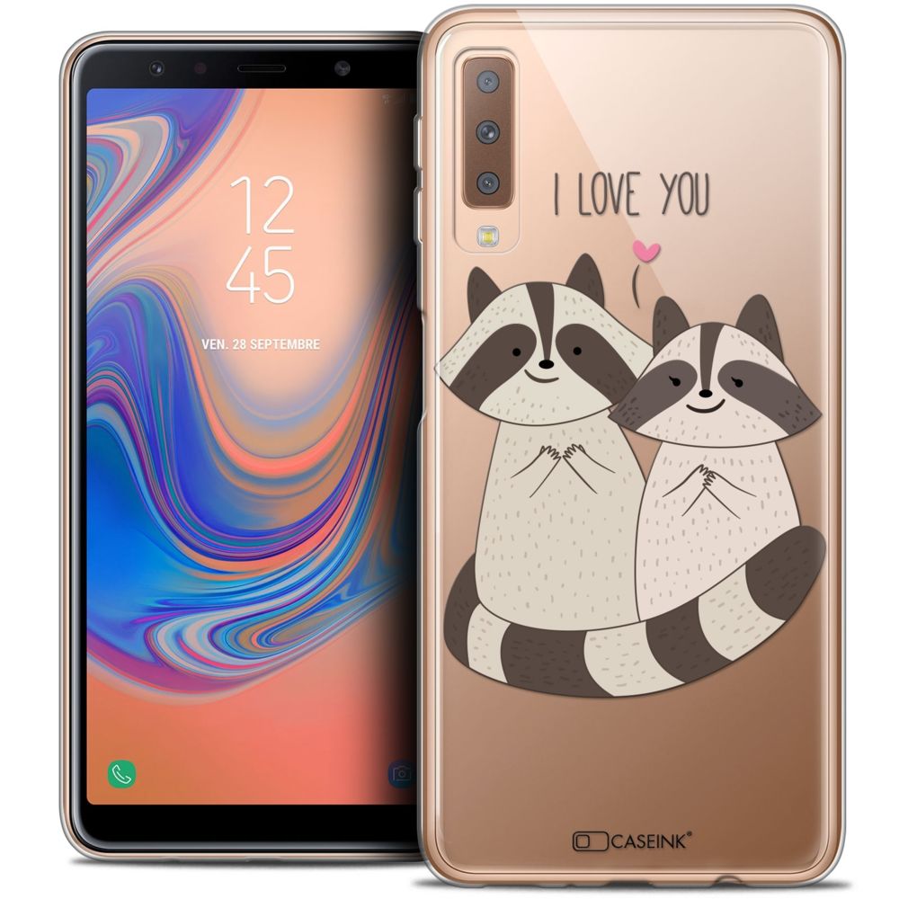Caseink - Coque Housse Etui Pour Samsung Galaxy A7 (2018) A750 (6 ) [Crystal Gel HD Collection Sweetie Design Racoon Love - Souple - Ultra Fin - Imprimé en France] - Coque, étui smartphone