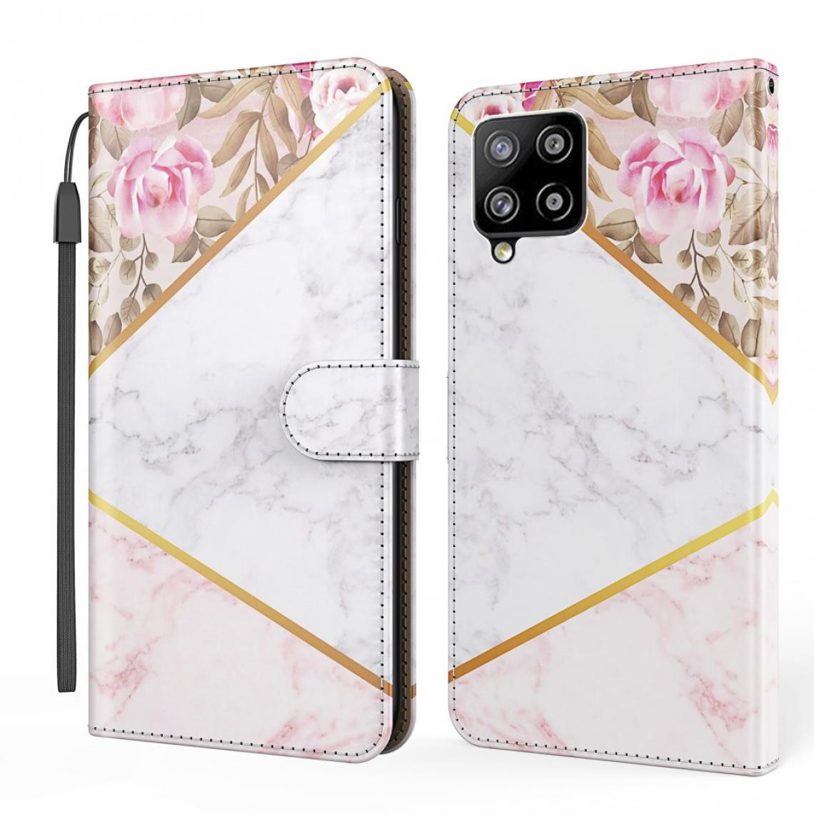 Other - Etui en PU Impression de motifs en marbre avec support et sangle Fleur/blanc pour votre Samsung Galaxy A42 5G - Coque, étui smartphone