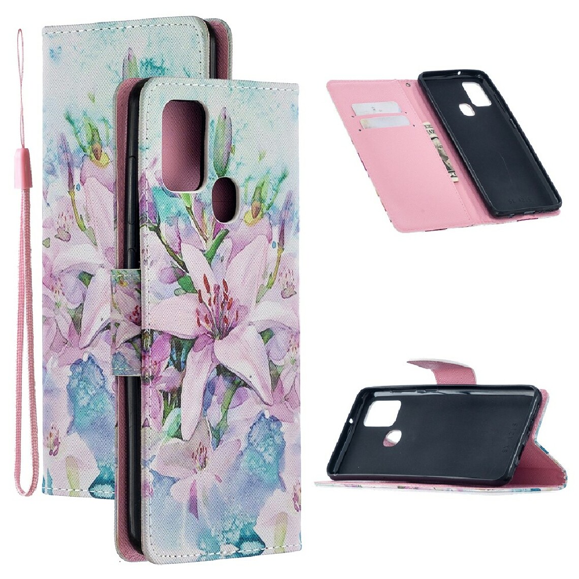 Other - Etui en PU impression de motifs avec support fleur vive pour votre Samsung Galaxy A21s - Coque, étui smartphone
