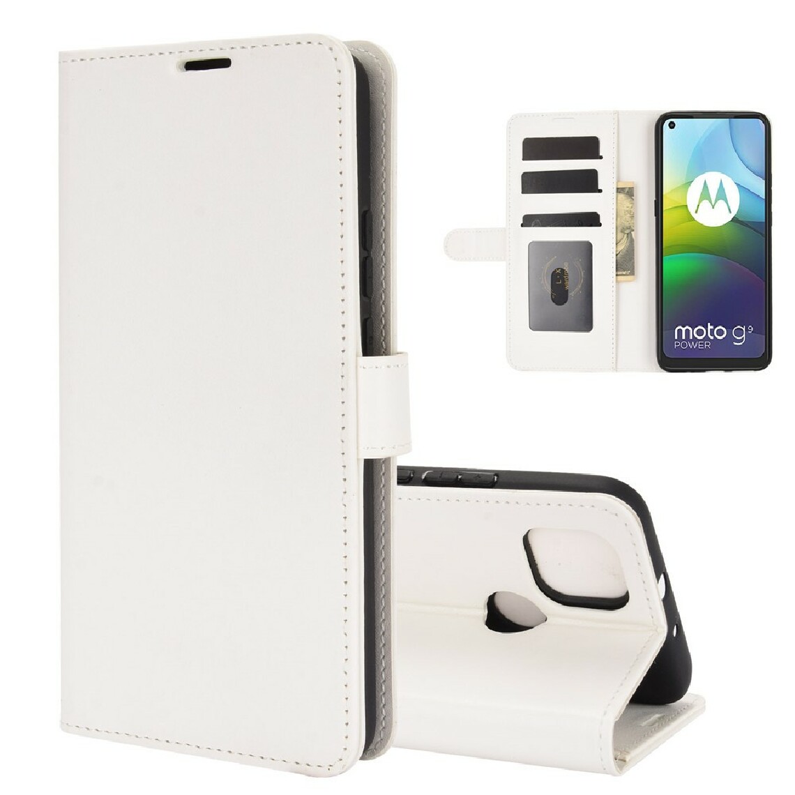 Other - Etui en PU texture de cheval fou avec support blanc pour votre Motorola Moto G9 Power - Coque, étui smartphone