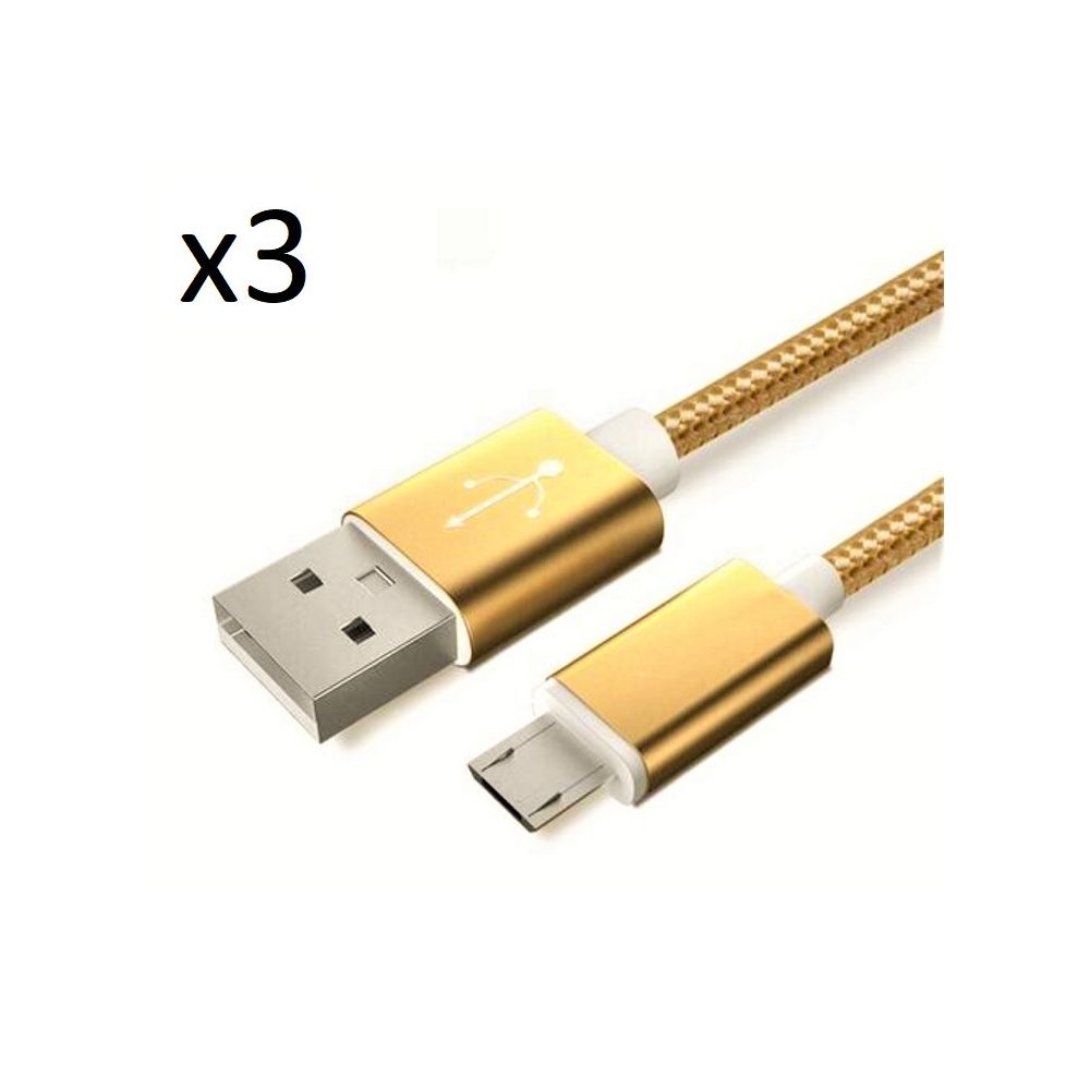 Shot - Pack de 3 Cables Metal Nylon Micro USB pour Manette Playstation 4 PS4 Smartphone Android Chargeur Connecteur - Chargeur secteur téléphone