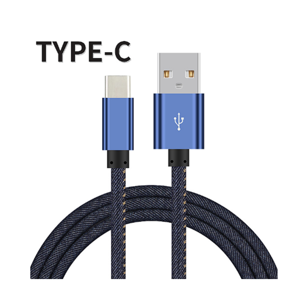 marque generique - YP Select Câble de chargement de données de téléphone en denim de 1 mètre pour Type-C - Support téléphone pour voiture