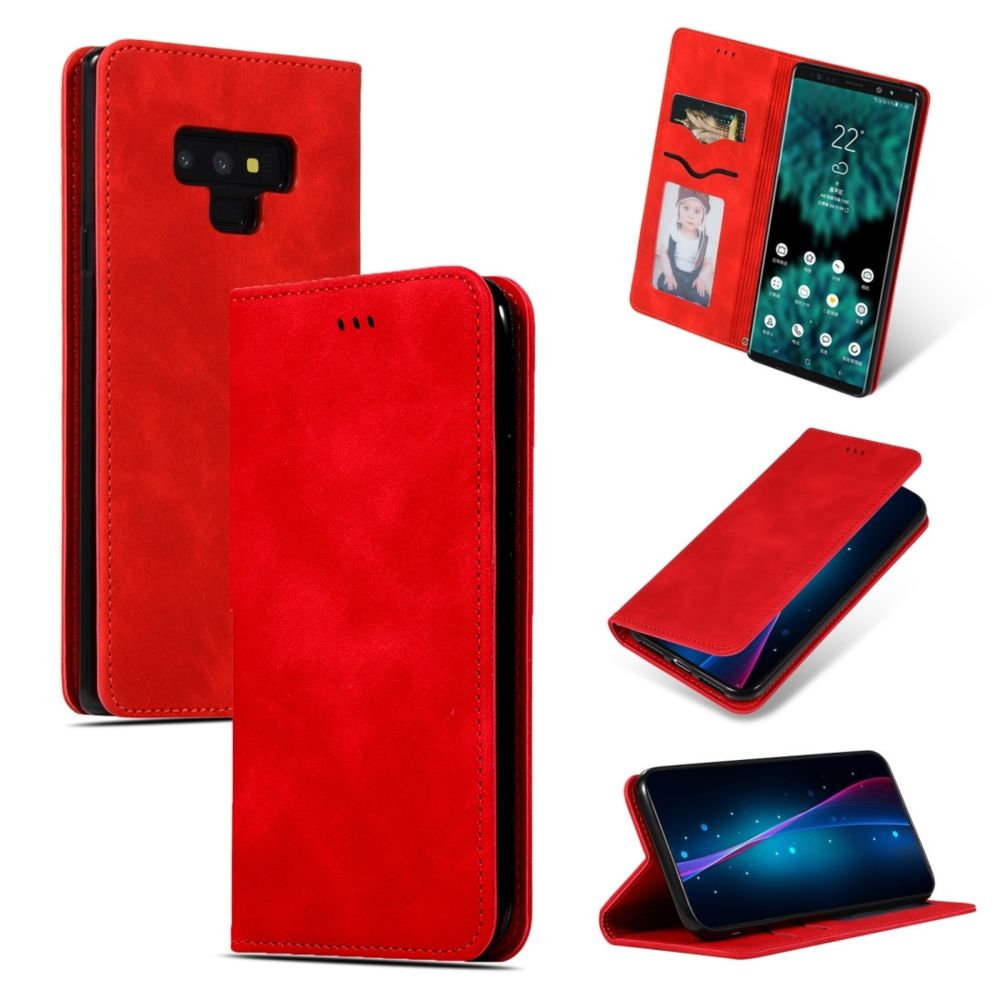 Wewoo - Housse Coque Etui en cuir avec rabat horizontal magnétique Business Skin Feel pour Galaxy Note 9 rouge - Coque, étui smartphone