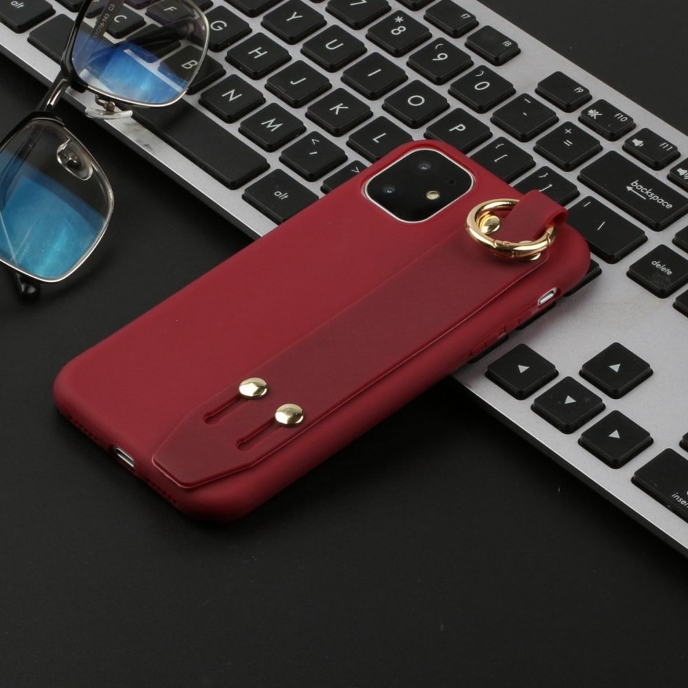 Wewoo - Coque Souple Pour iPhone 11 Pro TPU antichoc de couleur solide avec bracelet Fil rouge - Coque, étui smartphone