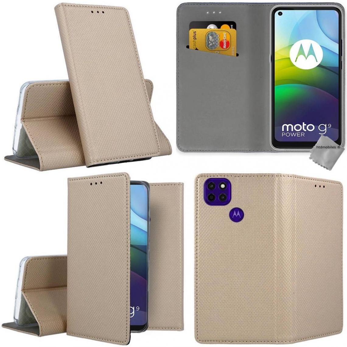 Htdmobiles - Housse etui coque pochette portefeuille pour Motorola Moto G9 Power + verre trempe - OR MAGNET - Coque, étui smartphone
