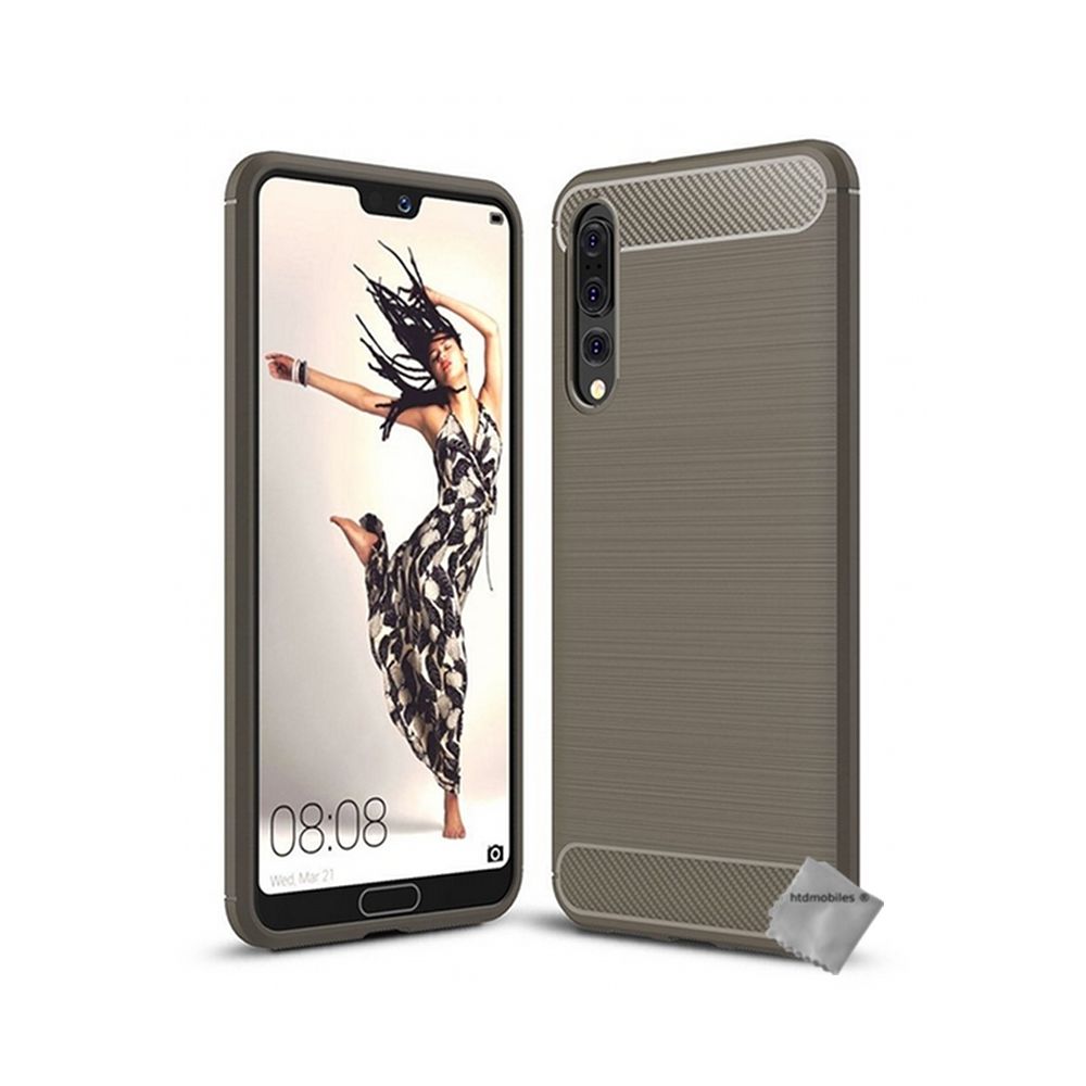 Htdmobiles - Housse etui coque silicone gel carbone pour Huawei P20 Pro + film ecran - GRIS - Autres accessoires smartphone