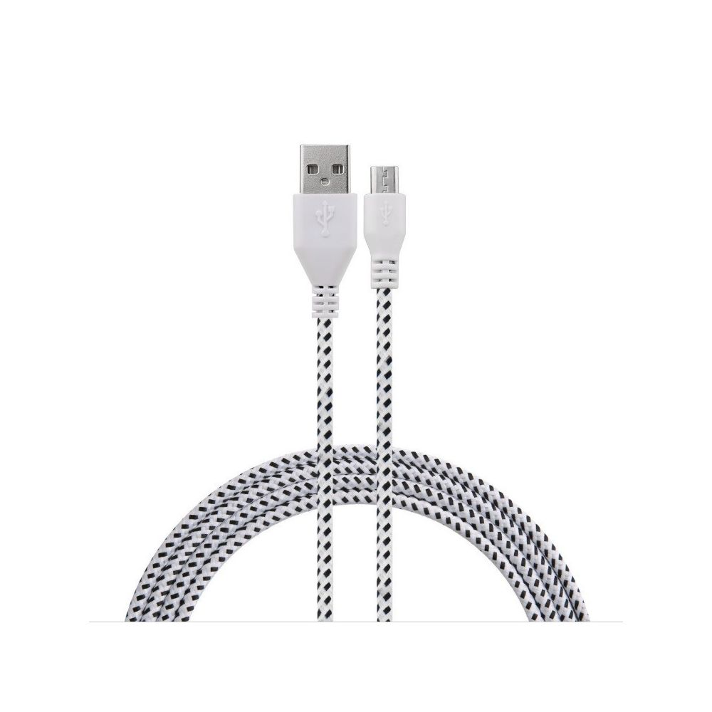 Shot - Cable Tresse pour MOTOROLA Moto G3 3m Universel Chargeur Connecteur Micro USB Tisse Nylon (BLANC) - Chargeur secteur téléphone