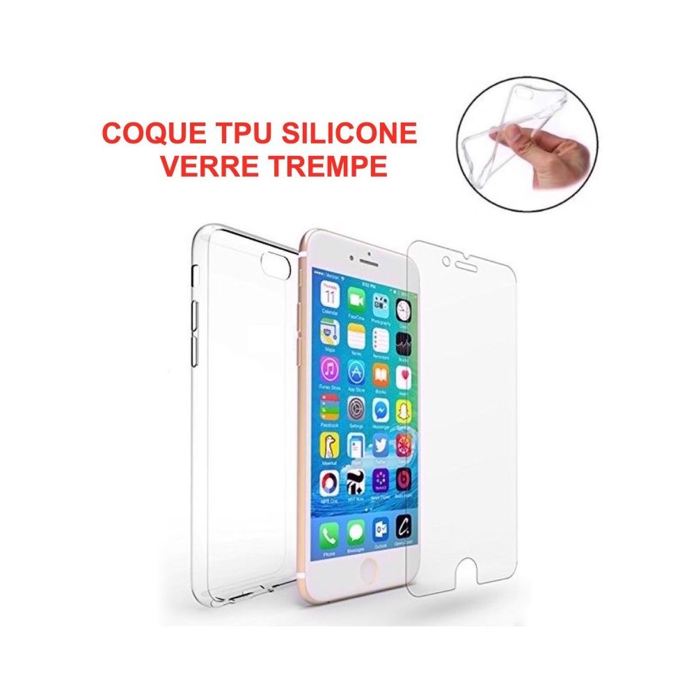 marque generique - Film verre trempe + Coque Silicone Transparente Slim pour Iphone 6 6S Plus - Coque, étui smartphone