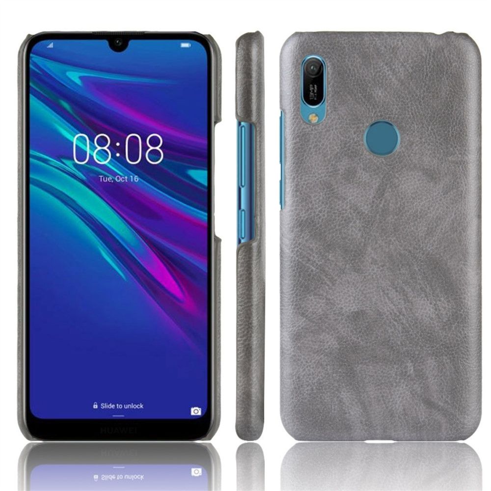 Wewoo - Coque Antichoc Litchi Texture PC + Housse de protection en PU pour Huawei Y6 2019 Gris - Coque, étui smartphone