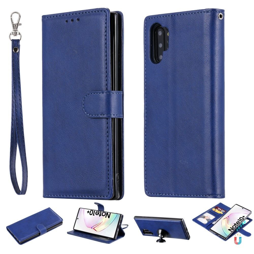 marque generique - Etui en PU détachable magnétique 2 en 1 avec support bleu pour votre Samsung Galaxy Note 10 Plus/10 Plus 5G - Coque, étui smartphone