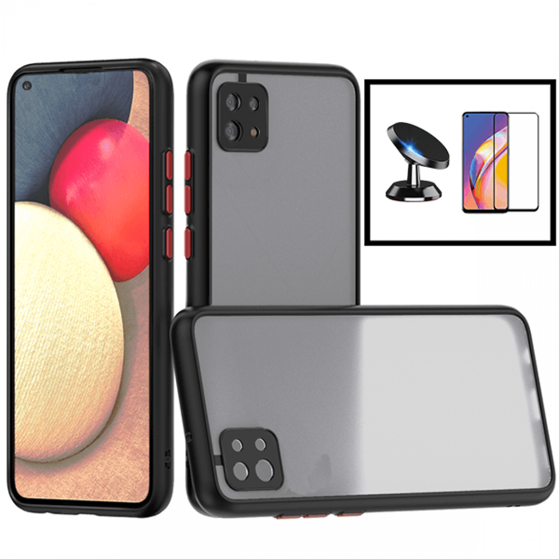 Phonecare - Kit Coque antichoc caméra protection + Film de Verre Trempé 5D à Couverture Complète + Support Magnétique de Voiture pour Xiaomi Mi 11 - noir - Coque, étui smartphone