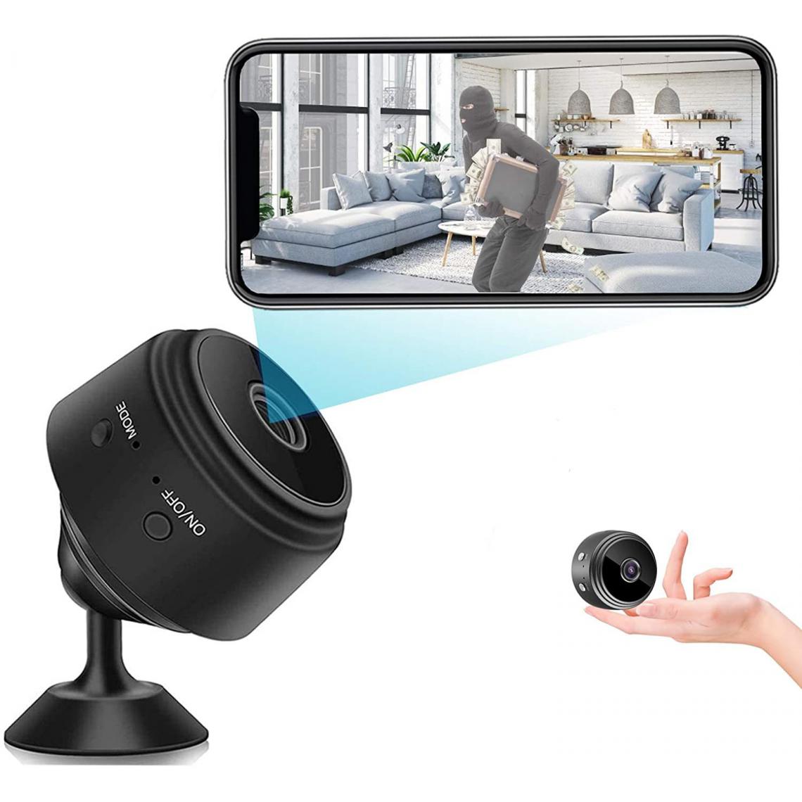 Chrono - Caméra cachée sans Fil Mini caméra Espion WiFi capteur Automatique de Vision Nocturne/Mouvement, enregistreur vidéo HD 1080P pour la Surveillance,pour iPhone/téléphone Android/iPad/PC(noir) - Autres accessoires smartphone
