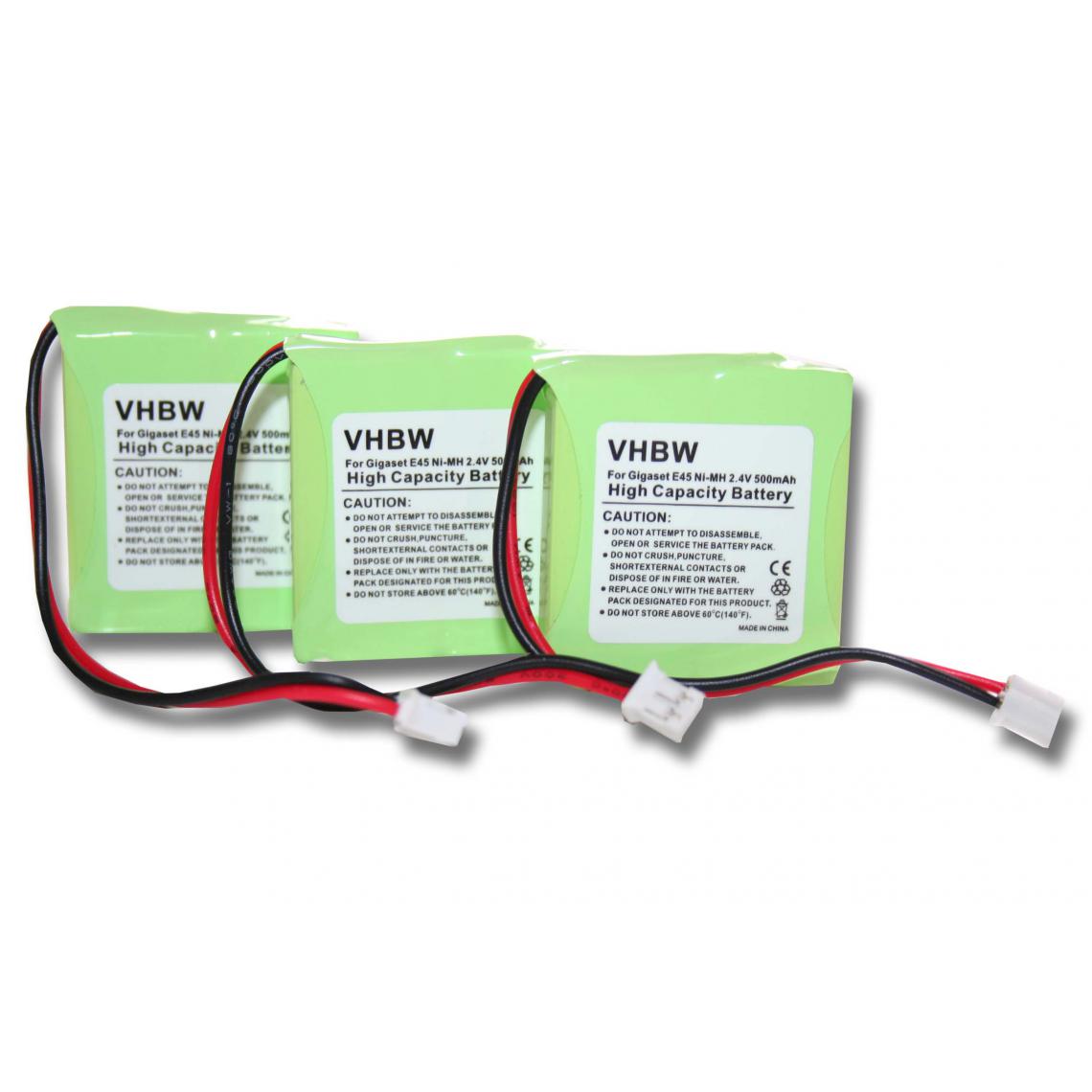 Vhbw - 3 x batteries Ni-MH 650mAh (2,4 V) pour Siemens Gigaset E45, E450, E455, Swisscom Aton CL-102 notamment. Remplace V30145-K1310-X382 - Batterie téléphone