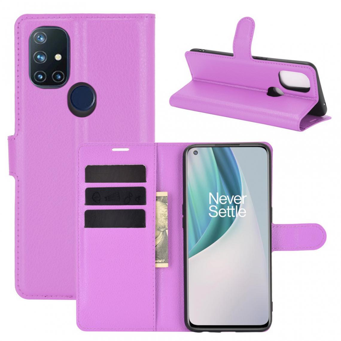 Other - Etui en PU texture de litchi avec support violet pour votre OnePlus Nord N10 5G - Coque, étui smartphone
