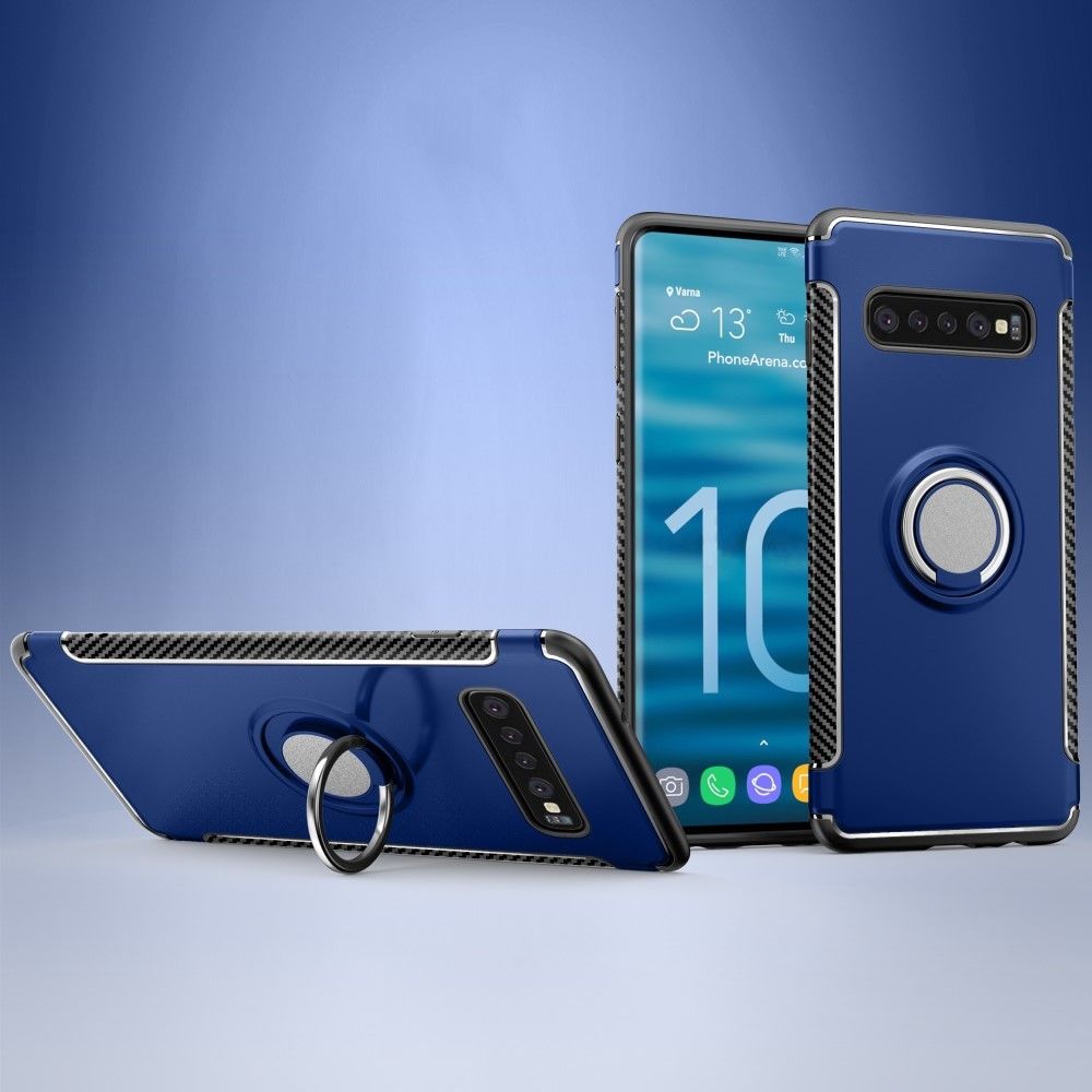 marque generique - Coque en TPU armure porte-bague bleu foncé pour votre Samsung Galaxy S10 - Autres accessoires smartphone