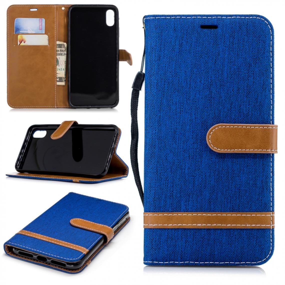 Wewoo - Housse Coque Étui en cuir texturé de couleur assortie pour LG Q8avec supportlogements cartesportefeuille et lanière bleu royal - Coque, étui smartphone