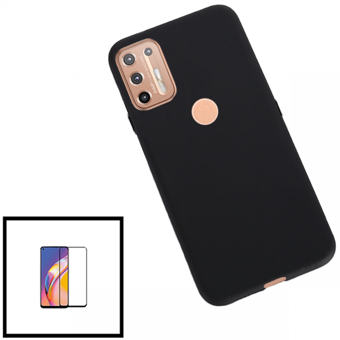 Phonecare - Kit Film de Verre Trempé 5D à Couverture Complète + Coque en Silicone Liquide Motorola Moto G9 Plus - Coque, étui smartphone