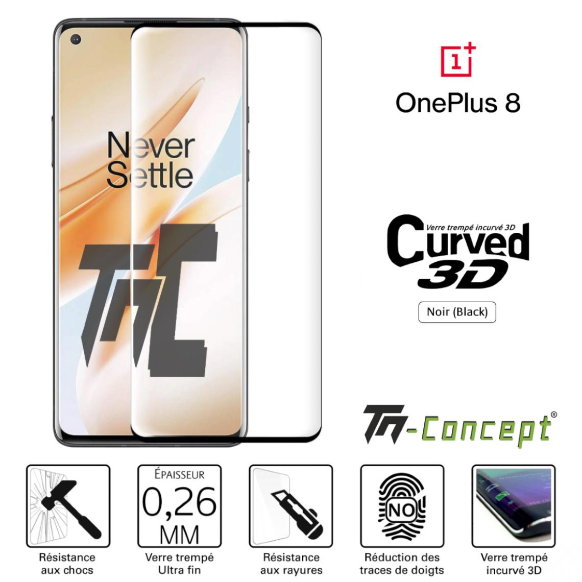 Tm Concept - Verre trempé 3D - OnePlus 8 - Noir - TM Concept® - Protection écran smartphone