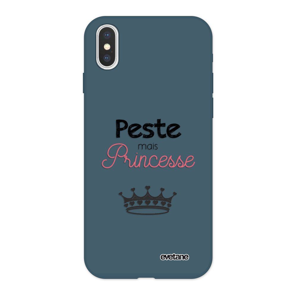 Evetane - Coque iPhone X/ Xs Silicone Liquide Douce bleu nuit Peste mais Princesse Ecriture Tendance et Design Evetane - Coque, étui smartphone