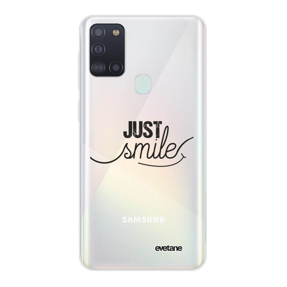 Evetane - Coque Samsung Galaxy A21S souple transparente Just Smile Motif Ecriture Tendance Evetane - Coque, étui smartphone