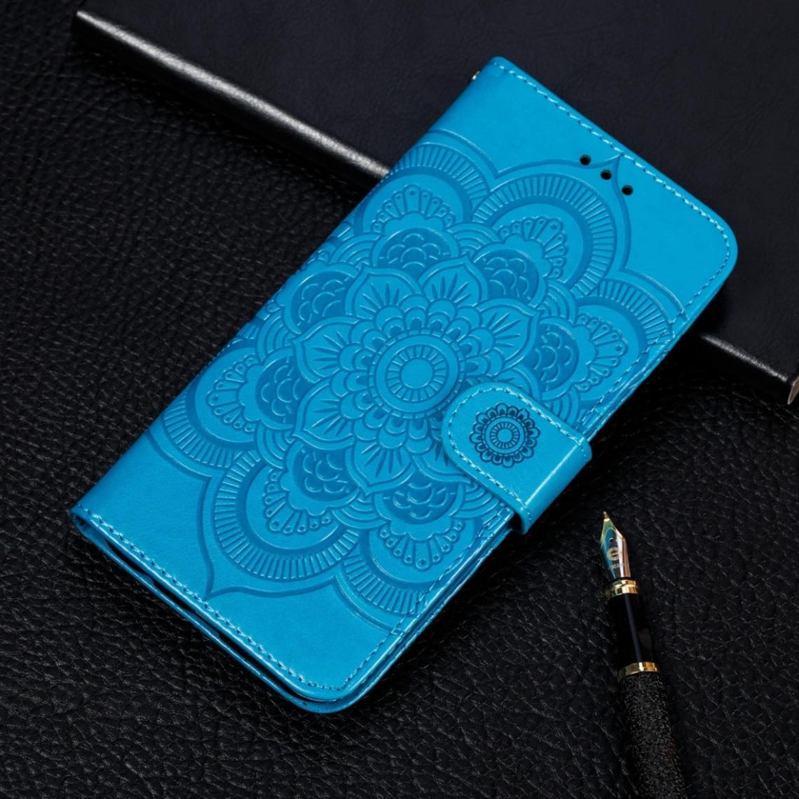 Wewoo - Housse Coque Etui à rabat horizontal en cuir Mandala avec motif gaufrage pour Galaxy Note 10 Proavec support et logements cartesportefeuille et cadre photo et lanière bleu - Coque, étui smartphone