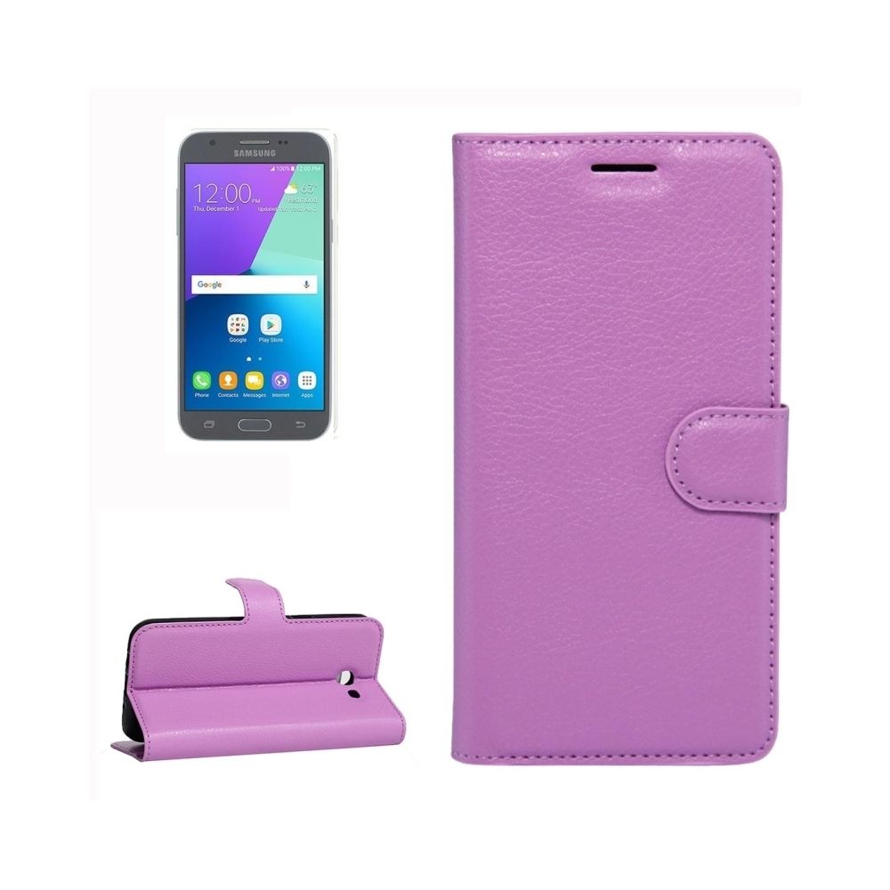 Wewoo - Housse Étui Violet pour Samsung Galaxy J3 2017 & J3 Prime version US Litchi Texture Horizontal en cuir Flip avec support et Slots de cartes Portefeuille - Coque, étui smartphone