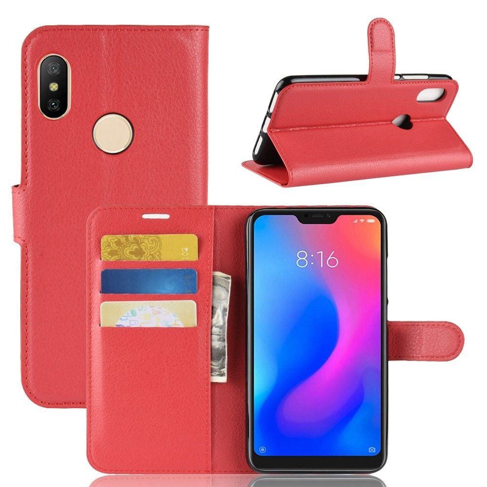 marque generique - Etui en PU litchi rouge pour votre Xiaomi Redmi Note 6 - Autres accessoires smartphone