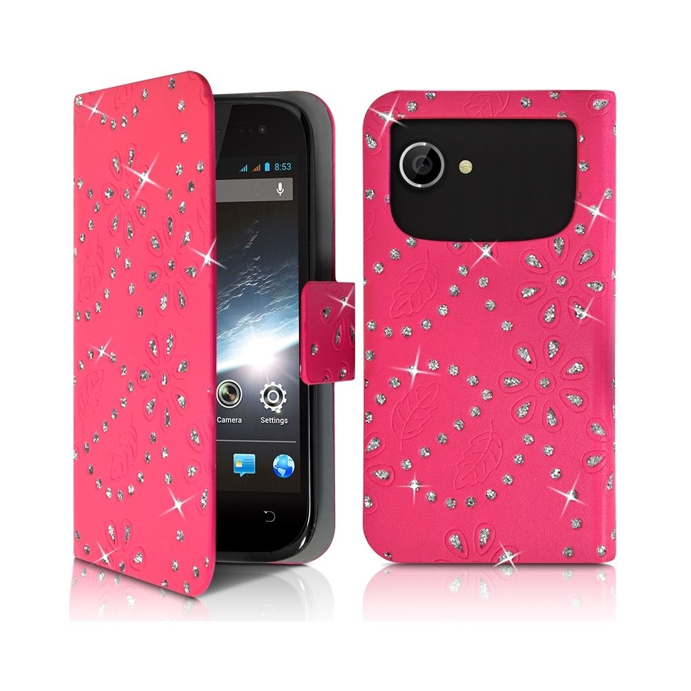 Karylax - Housse Coque Etui Portefeuille Universel Style Diamant Couleur Rose Fushia pour Wiko Cink Slim - Autres accessoires smartphone
