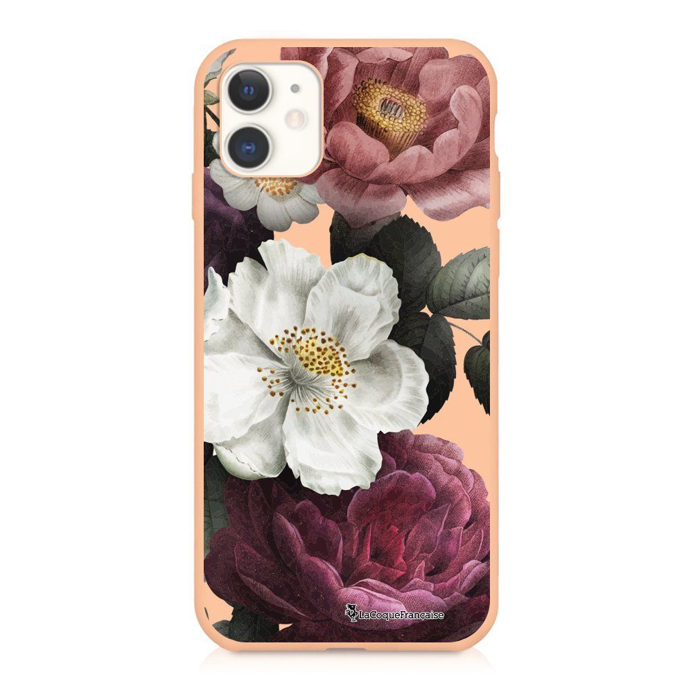 La Coque Francaise - Coque iPhone 11 Silicone Liquide Douce rose pâle Fleurs roses Ecriture Tendance et Design La Coque Francaise - Coque, étui smartphone