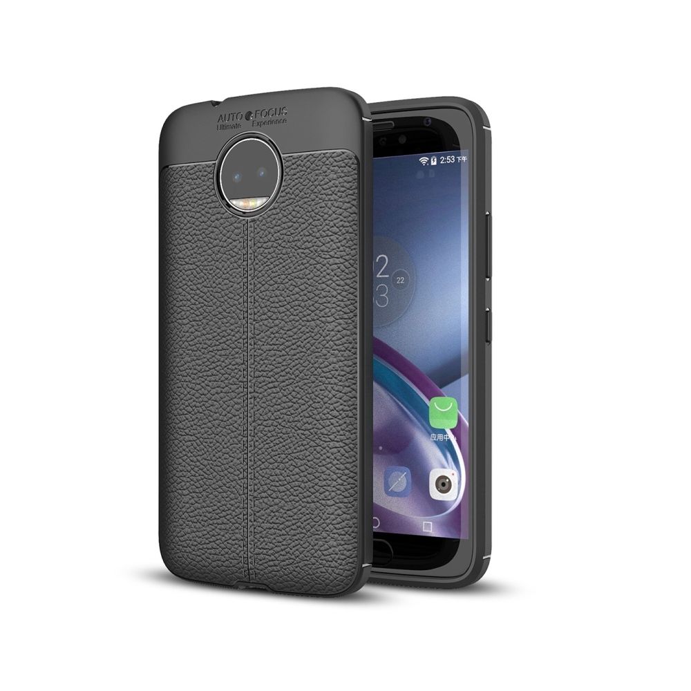 Wewoo - Coque noir pour Motorola Moto G5S Plus Litchi Texture couverture complète TPU Housse de protection arrière - Coque, étui smartphone