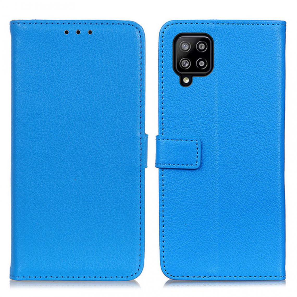 Other - Etui en PU Peau de Litchi Magnétique avec support bleu pour votre Samsung Galaxy A22 4G (EU Version) - Coque, étui smartphone