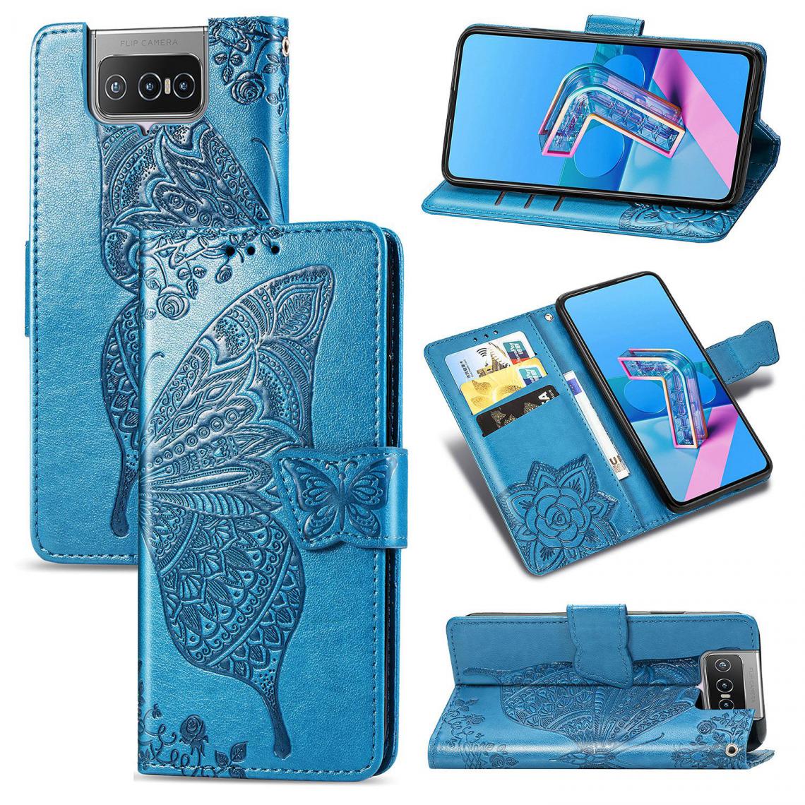 OtterBox - Asus Zenfone 7 Pro ZS671KS Housse Etui Coque de protection type portefeuille Papillon [Bleu] - Coque, étui smartphone