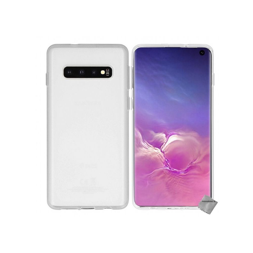 Htdmobiles - Housse etui coque pochette silicone gel fine pour Samsung Galaxy S10+ Plus + film ecran - BLANC TRANSPARENT - Autres accessoires smartphone