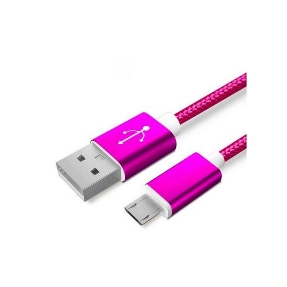 Shot - Cable Metal Nylon Pour HUAWEI Ascend P8 Android Chargeur USB/Micro USB 1,5m Connecteur Tresse (ROSE BONBON) - Chargeur secteur téléphone
