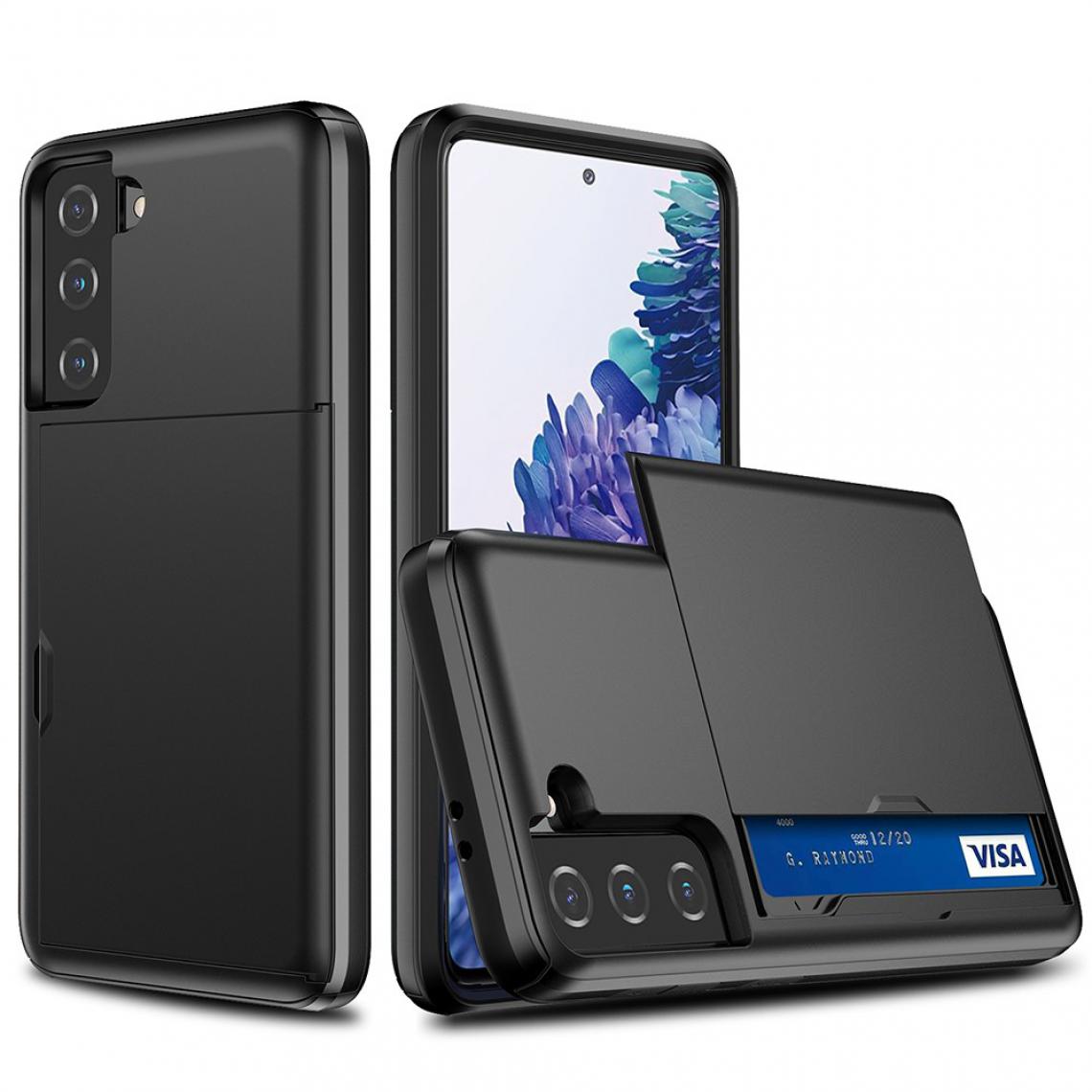 Other - Coque en TPU Porte-Cartes Coulissant Hybride noir pour votre Samsung Galaxy S21 FE - Coque, étui smartphone