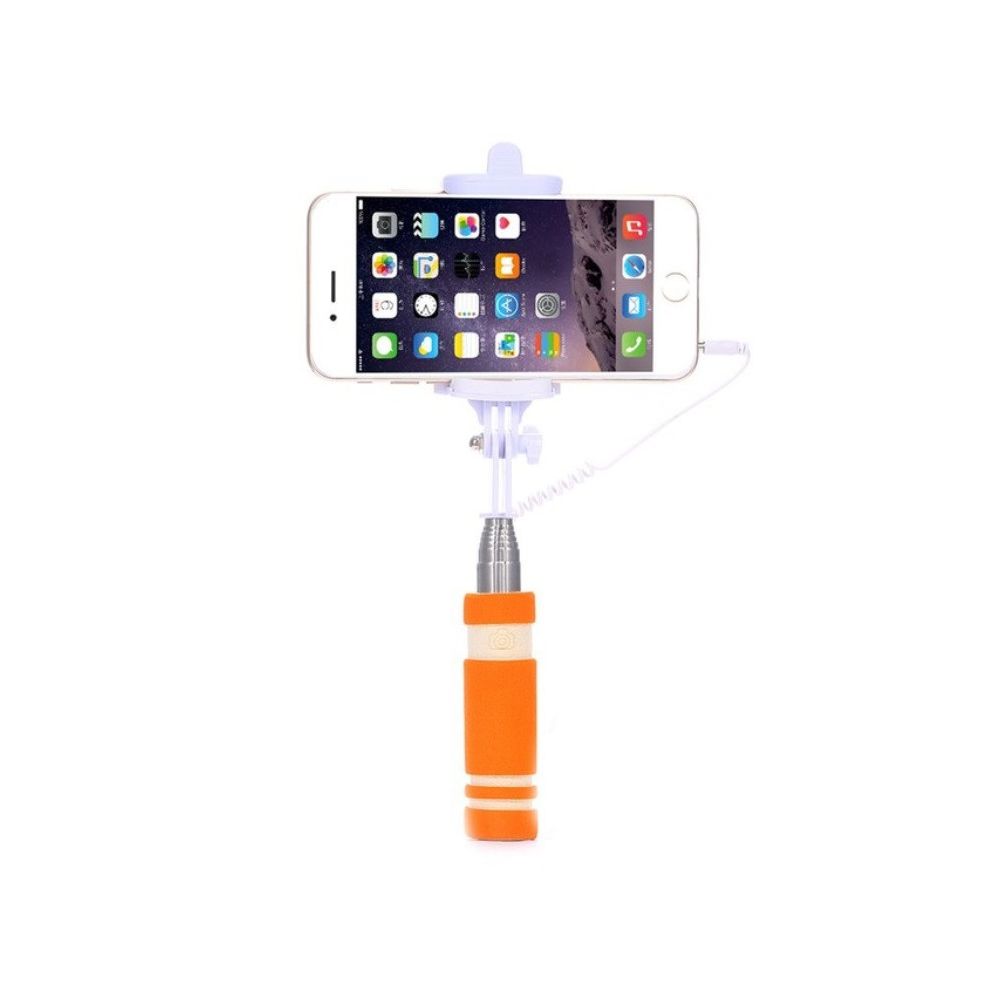 Shot - Mini Perche Selfie pour HUAWEI P smart+ Smartphone avec Cable Jack Selfie Stick Android IOS Reglable Bouton Photo (ORANGE) - Autres accessoires smartphone