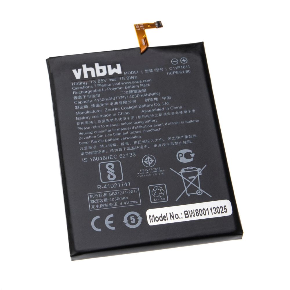 Vhbw - vhbw Li-Polymer Batterie 4100mAh (3.85V) pour téléphone portable Smartphone Asus Zenfone 3 Max, ZC520Tl comme C11P1611, C11-P1611. - Batterie téléphone
